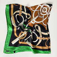Женский шелковый платок с изысканым принтом 70х70 см "Ремни"