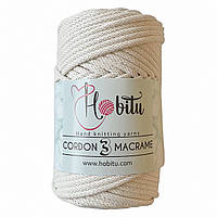 HOBITU CORDON 3 MACRAME (ХОБІТУ КОРДОН 3 МАКРАМЕ) № 152 молочный (Пряжа шнур с вискозой, нитки для вязания