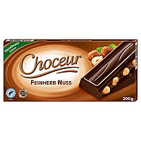 Чёрный шоколад с цельным фундуком Choceur Feinherb Nuss 200г, Германия