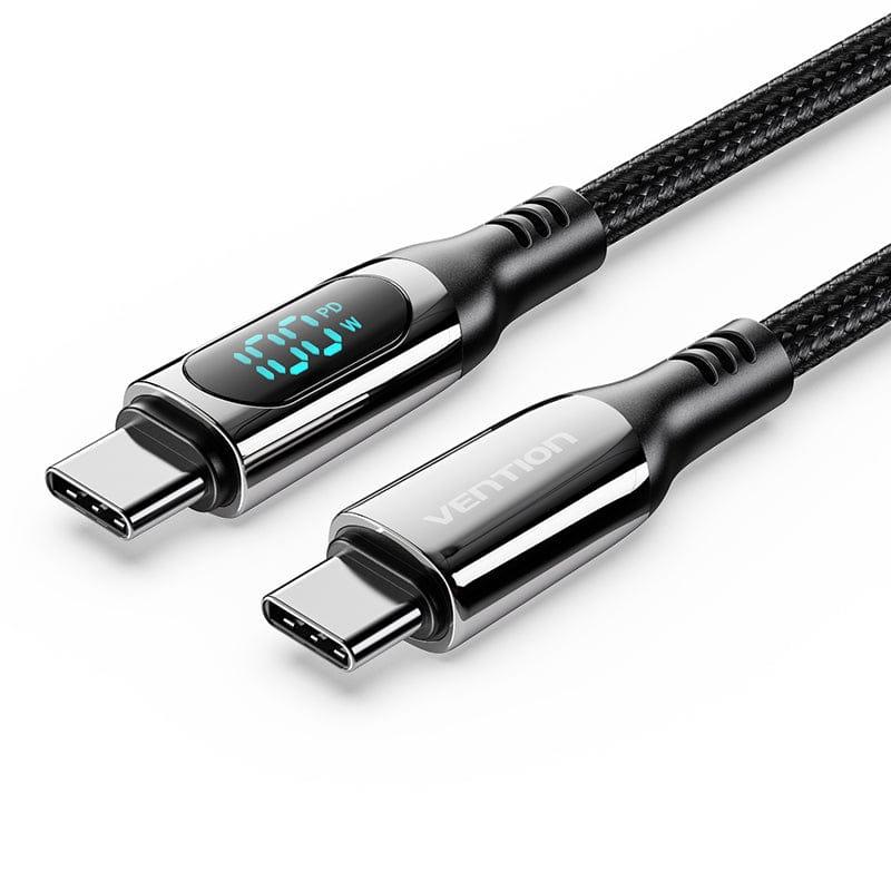 Кабель зарядний Vention USB 2.0 Type-C to Type-C 5 A Cable With LED Display 1.2 м Black (TAYBAV)