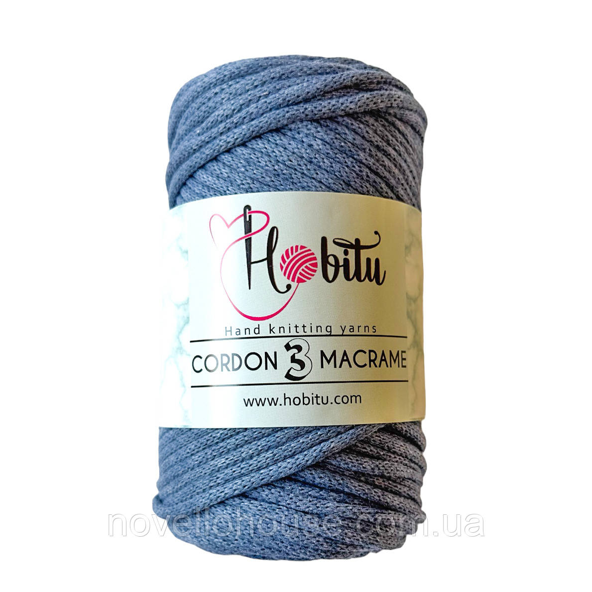 HOBITU CORDON 3 MACRAME (ХОБІТУ КОРДОН 3 МАКРАМЕ) № 161 джинс (Пряжа шнур з віскозою, нитки для в'язання макраме)