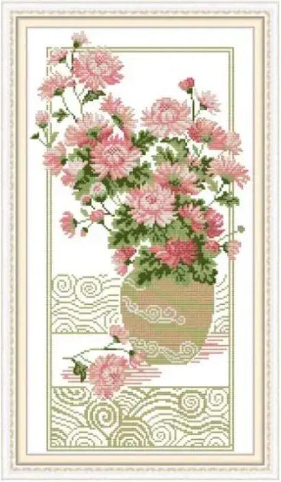 Набір для вишивання хрестиком по нанесеному на канву схемі "Elegant chrysanthem". AIDA 14CT printed 30*51 см