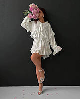 Женское милое белое воздушное мини платье с рюшами, софт 42-44, 46-48