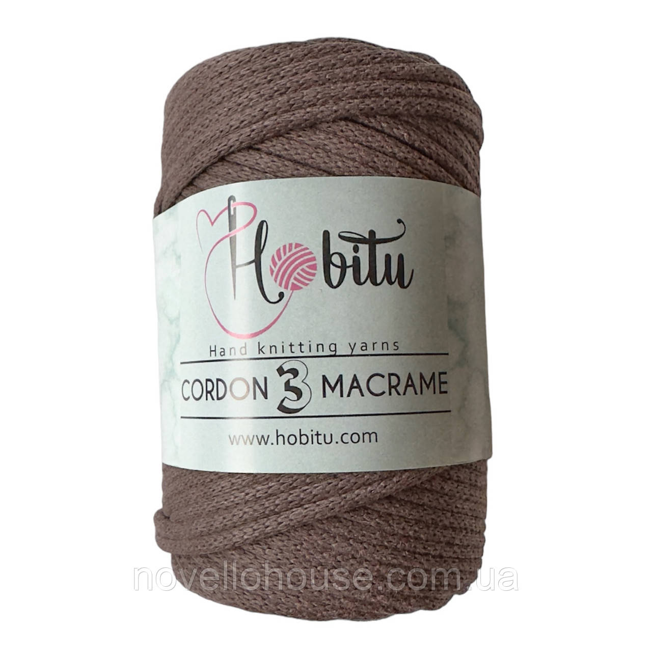 HOBITU CORDON 3 MACRAME (ХОБІТУ КОРДОН 3 МАКРАМЕ) № 169 шоколад (Пряжа шнур з віскозою, нитки для в'язання макраме)