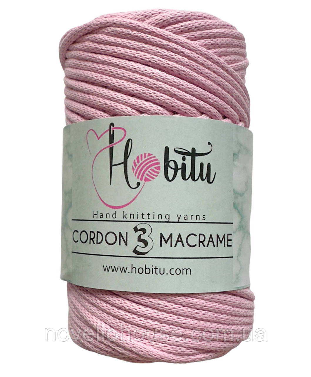 HOBITU CORDON 3 MACRAME (ХОБІТУ КОРДОН 3 МАКРАМЕ) № 162 світло-рожевий (Пряжа шнур з віскозою, нитки для в'язання макраме)