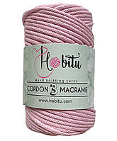 HOBITU CORDON 3 MACRAME (ХОБІТУ КОРДОН 3 МАКРАМЕ) № 162 светло-розовый (Пряжа шнур с вискозой, нитки для