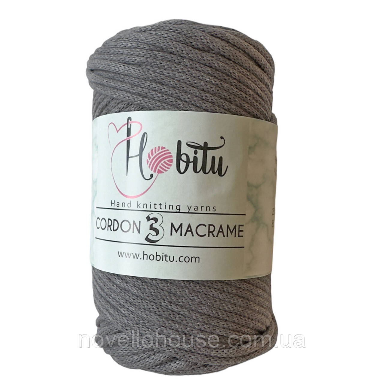 HOBITU CORDON 3 MACRAME (ХОБІТУ КОРДОН 3 МАКРАМЕ) № 158 темно-сірий (Пряжа шнур з віскозою, нитки для в'язання макраме)