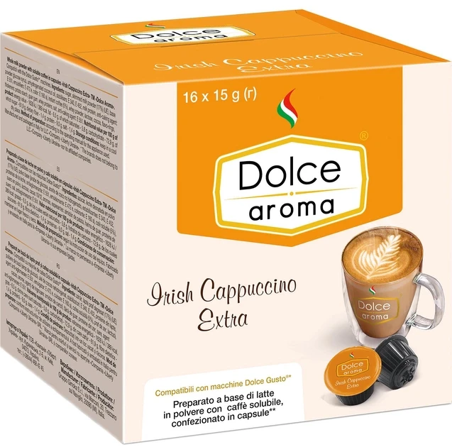Dolce Aroma Irish Cappuccino Extra кава в капсулах із молоком 16 шт. для кавоварки Dolce Gusto, фото 1