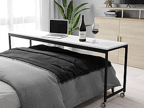 Приліжковий журнальний столик на коліщатках в стилі лофт з ДСП