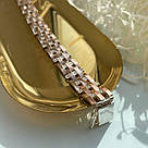 Срібний браслет із золотом і білим цирконом "Шейх" Широкий браслет зі срібла, фото 3