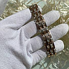 Срібний браслет із золотом і білим цирконом "Шейх" Широкий браслет зі срібла, фото 2