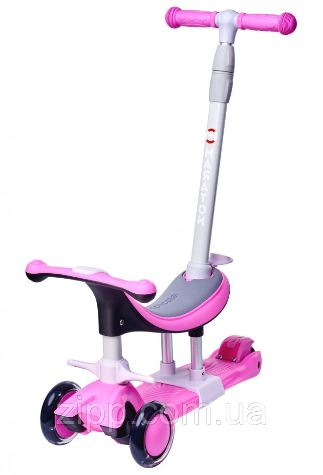 Самокат-трансформер дитячий Maraton Credo II B 5 in 1 Рожевий, фото 1