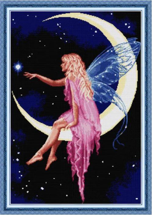 Набір для вишивання за нанесеною на канву схемою "The moon fairy". AIDA 14CT printed, 59*44 см