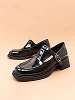 Шкіряні лакові жіночі туфлі мері джейн чорні 37-41 туфли женские IVA