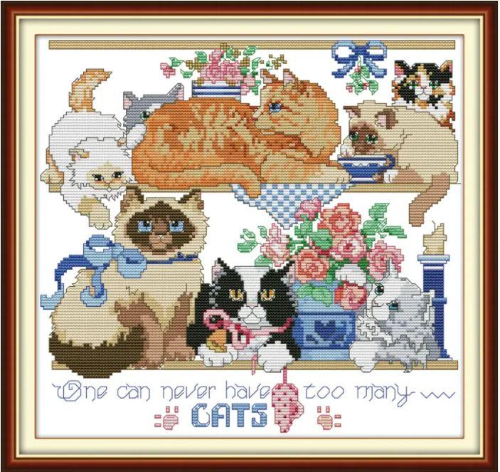 Набір для вишивання за нанесеною на канву схемою "Eight kittens 3" . AIDA 14CT printed, 34*33 см