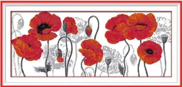 Набір для вишивання за нанесеною на канву схемою "Beautiful flower" . AIDA 14CT printed, 76*35 см