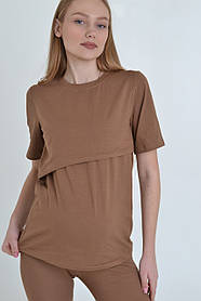 Футболка вільного крою для вагітних та годуючих із секретом годування 42 Lara Mumlove Моко