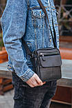 Сумка чоловіча шкіряна черная через плече Tiding Bag SK 718393, фото 11