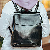 Рюкзак-сумка жіночий чорного кольору з натуральної шкіри Tiding Bag - 24034, фото 10