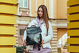 Рюкзак-сумка жіночий чорного кольору з натуральної шкіри Tiding Bag - 24034, фото 4