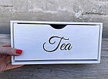 Органайзер для пакетиків чаю (3 відділення) Поворотний 25х9х12 см, білий, фото 4
