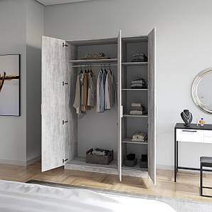 Шафа для одягу на 3 двері зі штангою та полицями