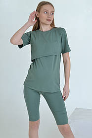 Футболка вільного крою для вагітних та годуючих із секретом годування 42 Lara Mumlove Зелений