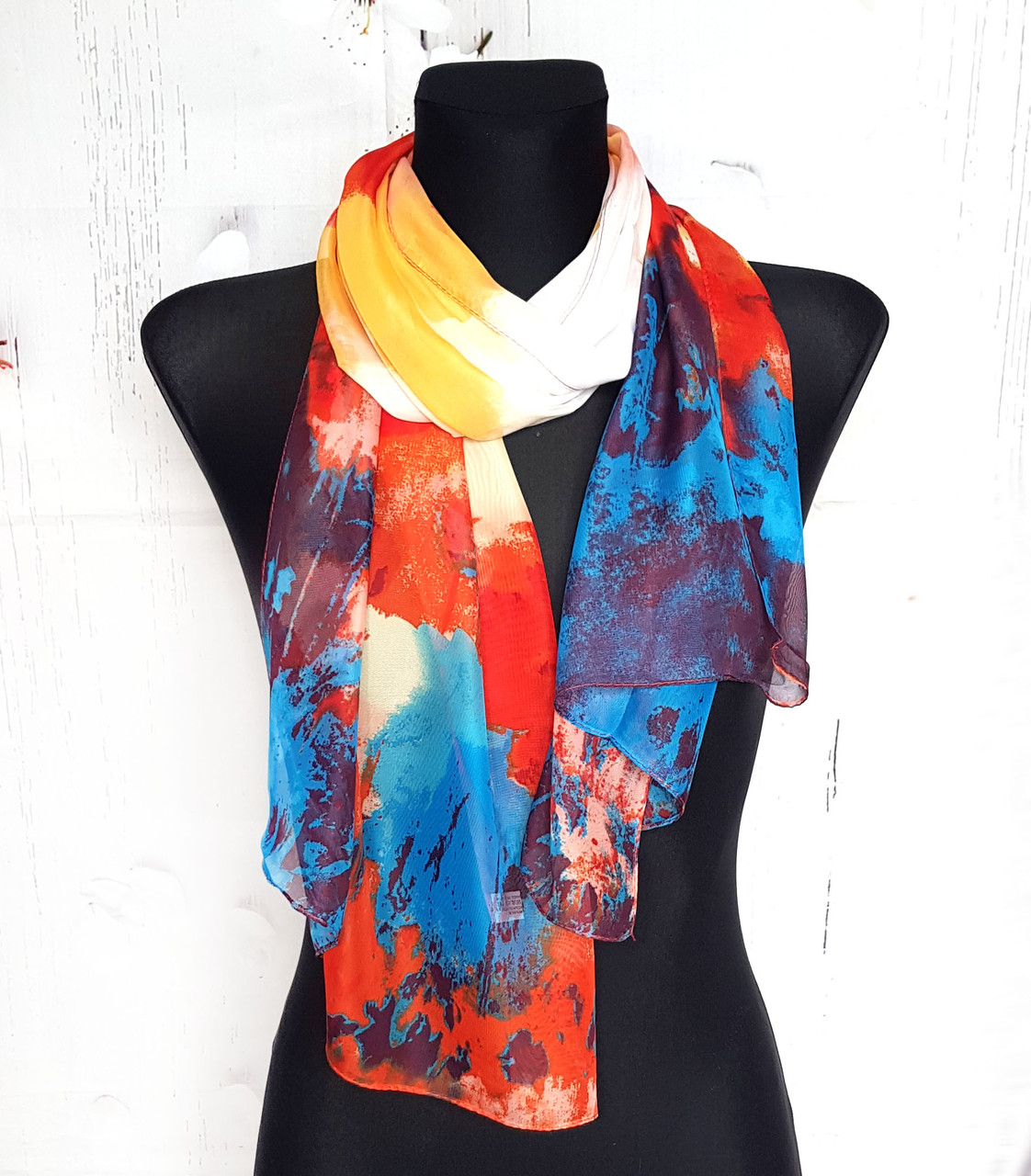 Шарф весняних шифоновий тонкий Флоренсіта червоний, фото 1