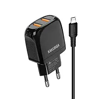 Сетевое зарядное устройство 220V для гаджетов с 2 USB KAKUSIGA KSC-694 Xuan Speed Series MicroUSB p