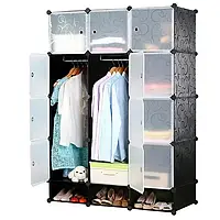 Пластиковый складной шкаф Storage Cube Cabinet МР 312-62 Черный Полки для хранения вещей 110х37х146см p