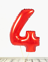 Фольгированная красная цифра 4 шар фигурный 80 см индивидуальная упаковка