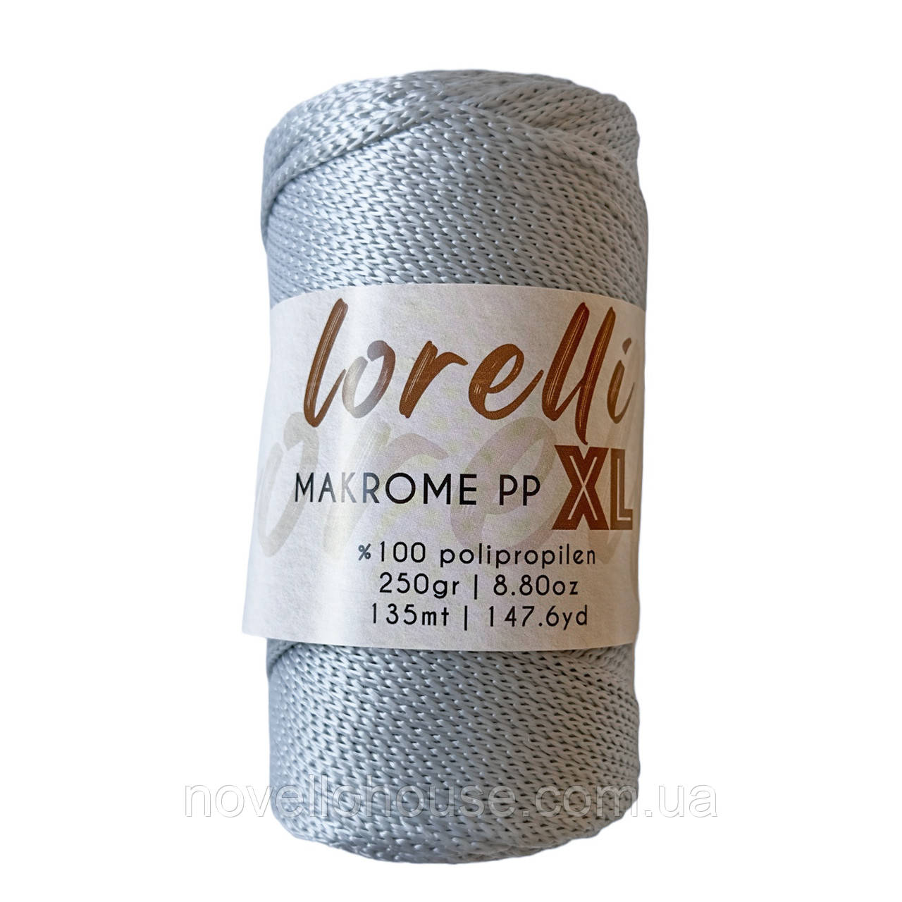 LORELLI MAKROME PP XL (ЛОРЕЛЛІ МАКРАМЕ ПП ХЛ) № 060 світло-сірий (Пряжа макраме, для сумок)