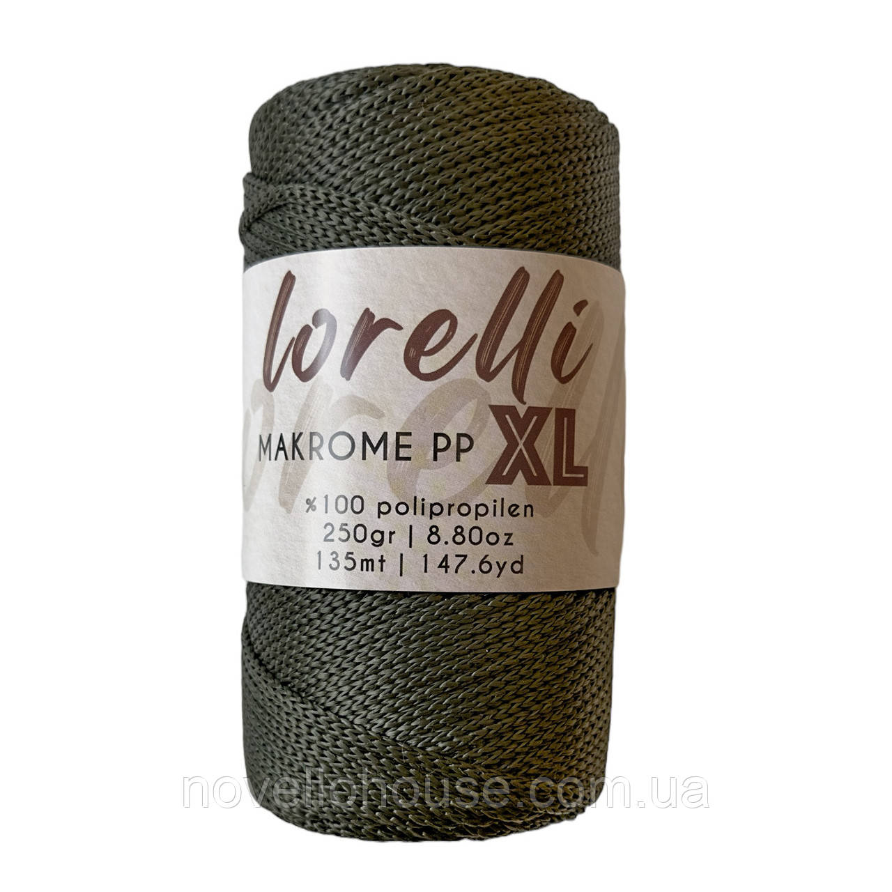 LORELLI MAKROME PP XL (ЛОРЕЛЛІ МАКРАМЕ ПП ХЛ) № 195 хакі (Пряжа макраме, для сумок)