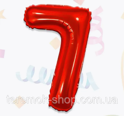 Цифра куля червона 7 фольгована фігурна розмір 80 см індивідуальна упаковка