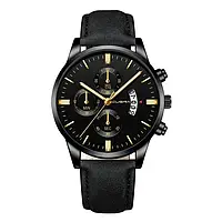 Часы мужские наручные часы Geneva (кварцевые) Черный, Черный(золотые деления), Черный