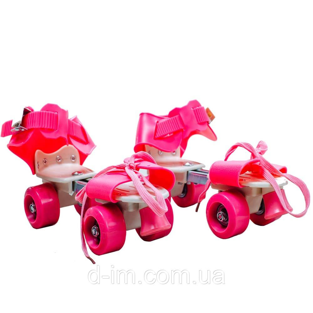 Дитячі розсувні ролики Квади на взуття Baby Quad (26-29), колеса PU, Рожевий