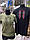 Парні футболки олива\чорна з вишивкою "Тризуб Сонце", фото 2