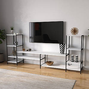 Тумба під телевізор, лофтовий стелаж під ТБ з полицями з ДСП