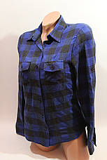 Жіночі сорочки в карту байка VSA т.синий + чорний, фото 3
