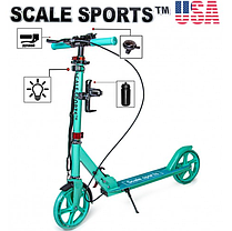 Двоколісний складаний самокат "SCALE SPORTS SS-18 131999471" з ручним торозом і LED-ліхтариком (Тіффані)., фото 4
