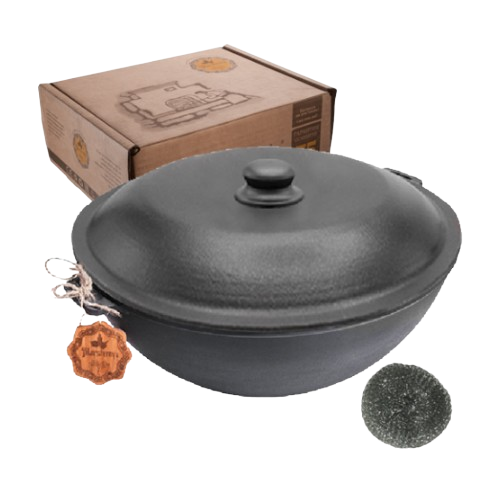 Казан узбецький WOK чавунний 8л алюмінієва кришка Т405С2 Майстерня, фото 1