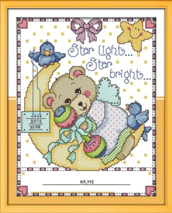 Набір для вишивання за нанесеною на канву схемою "Lovely bear". AIDA 14CT printed, 25*30 см