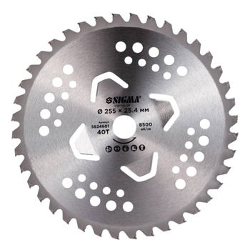 Диск до садового тримера (4 підрізні лопасті) d255*25,4мм 40T з твердосплавними напайками SIGMA