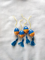 Писанки желто-голубые деревянные. Набор 4 шт.