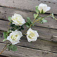 Ветка Роза бархатная 110 см белая