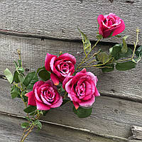 Ветка Роза бархатная 110 см малиновая