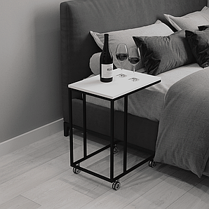 Журнальний столик на коліщатках, приліжковий столик лофт з ДСП