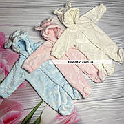 Дитячий теплий чоловічок з вушками на капюшоні махра 56 62 см