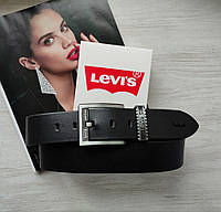 Мужской кожаный ремень ширина 4.3 см Levis black