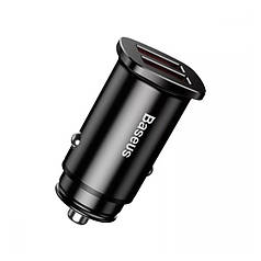 Автомобільний зарядний пристрій АЗП Baseus Square Metal QC 3.0 30 W 2 USB (black)